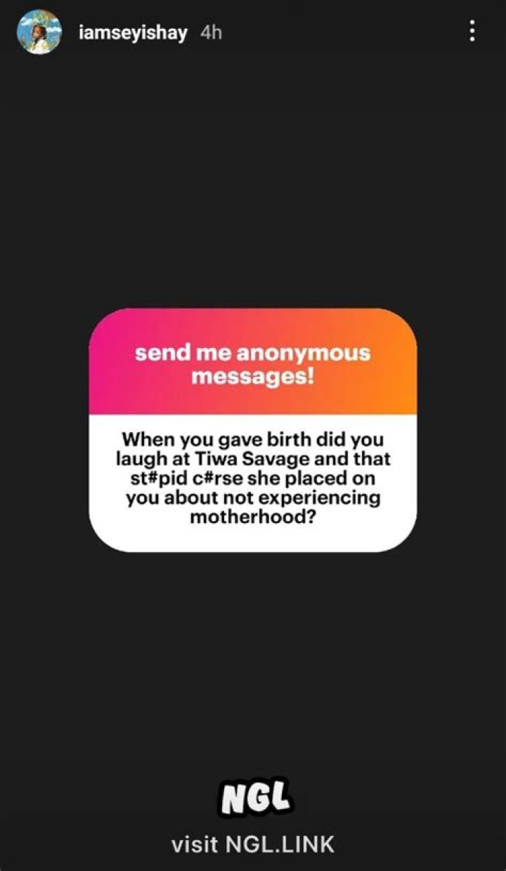
After Daughter’s Birth, Seyi Shay Reacts To A ‘Curse’ Tiwa Savage Reportedly Placed On Her Few Months Back 