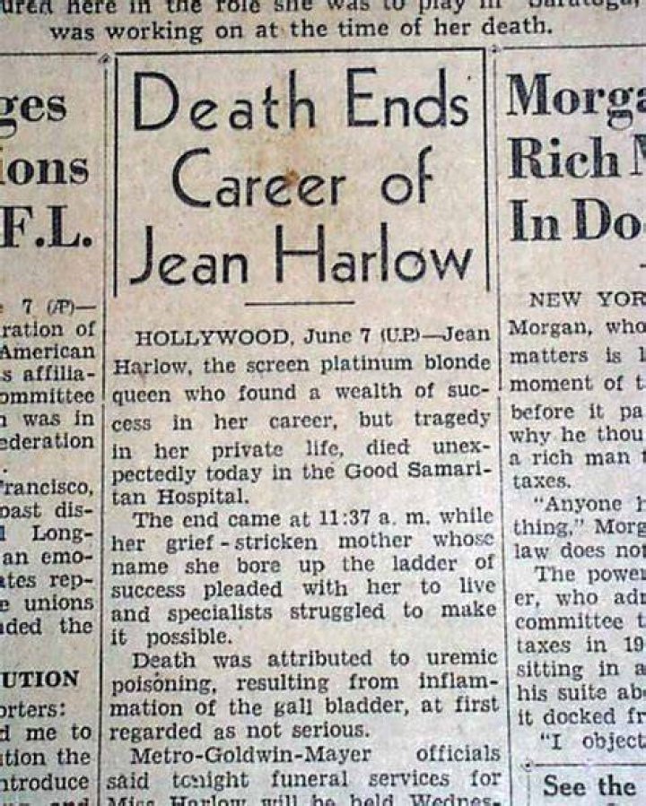 
Jean Harlow Obituary, What was Jean Harlow Cause of Death? 